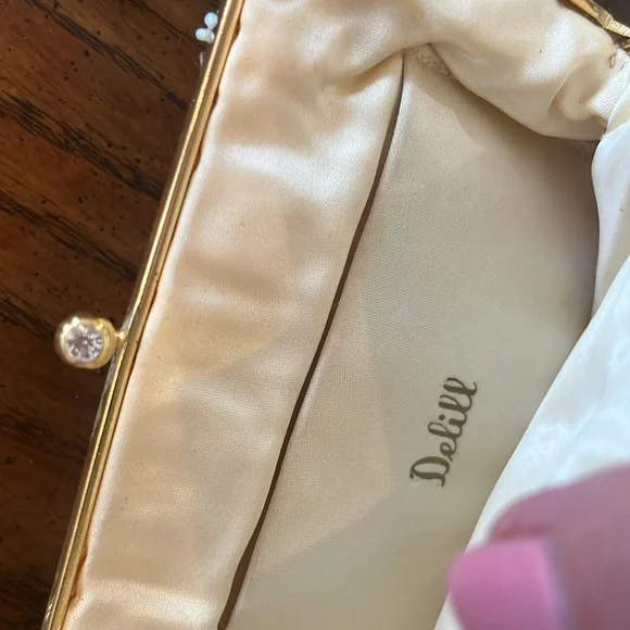 Vintage Delill evening purse with embroidery and pearls and crystals - Picture 5 of 7